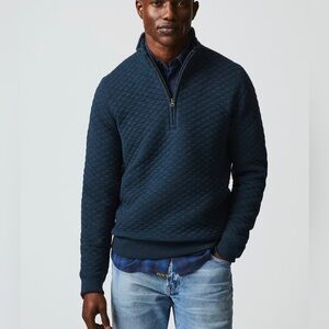 Billy Reid Men's Diamond Quilted Half Zip Sweater Size XL